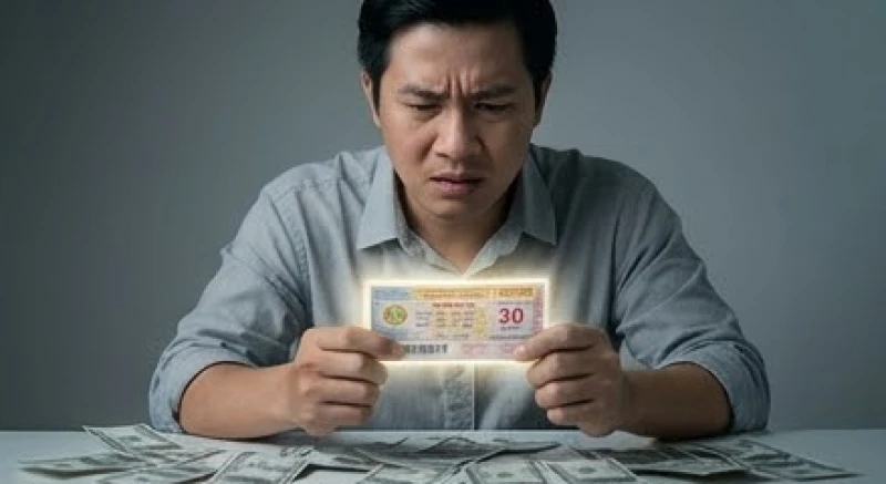 Mơ thấy trúng đề: Giải mã điềm báo tâm linh và bộ số tài lộc 2 Người đàn ông vò đầu suy nghĩ trước nhiều tờ hóa đơn và một tấm vé số