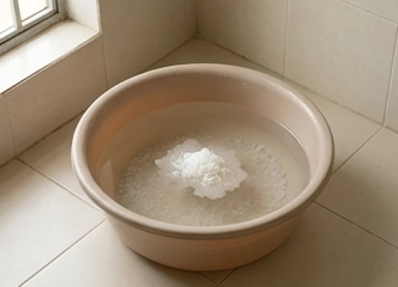 Cách hóa giải điềm xấu: 7 mẹo xả xui đúng nghi thức dân gian 6 Hòa tan muối hột vào chậu nước ấm để chuẩn bị tắm thanh tẩy cơ thể