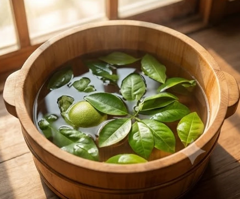 Chim đậu lên vai là điềm gì: Giải mã vai trái, vai phải 5 Chậu nước ấm thả những chiếc lá bưởi tươi xanh mướt dùng để thanh tẩy chướng khí và xua đuổi vận hạn rủi ro