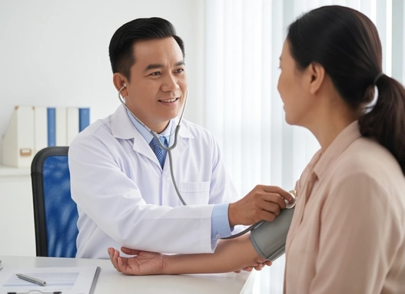 Sức khỏe tuổi Mão năm 2027: Dự báo rủi ro nam nữ và 5 nạp âm 1 Bác sĩ đang kiểm tra nhịp tim và tư vấn tổng quát cho bệnh nhân để bảo vệ sức khỏe tuổi Mão năm 2027