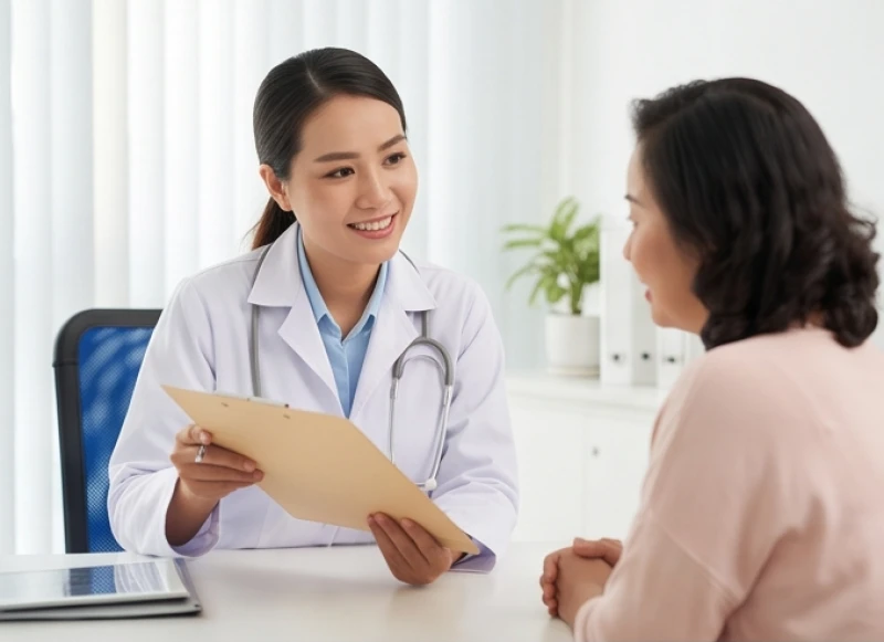 Sức khỏe tuổi Dần năm 2026: Bản đồ tầm soát theo độ tuổi 1 Nữ bác sĩ tận tình phân tích hồ sơ bệnh án để đánh giá tổng quan rủi ro sức khỏe cho bệnh nhân
