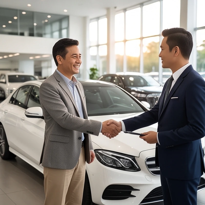 Người đàn ông trung niên nhận chiếc xe ô tô màu trắng hợp với mệnh Thoa Xuyến Kim