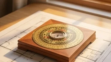 La bàn phong thủy trên bản vẽ nhà giúp xác định tân mùi 1991 hợp hướng nào để đón sinh khí