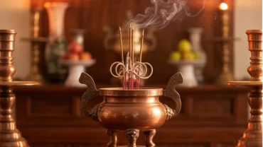 Bát hương trầm cháy đượm uốn cong trên bàn thờ, giải thích rõ tàn nhang cong là điềm gì trong tín ngưỡng