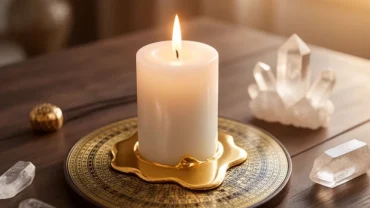 Khối vàng rực sáng nung chảy trong nến đại diện cho tân tỵ 2001 mệnh gì cùng với la bàn phong thủy