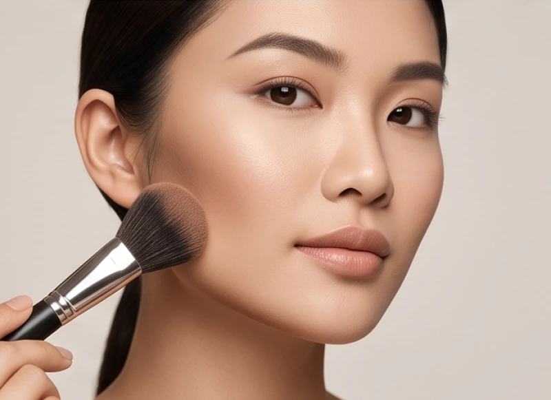 Sử dụng phấn tạo khối tối màu ở phần góc hàm để thu gọn bề ngang giúp tổng thể khuôn mặt trông thanh thoát hơn