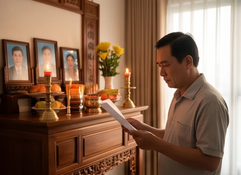 Có cần đọc văn khấn thành tiếng không: Quy tắc chọn âm lượng chuẩn 1 Người đàn ông chắp tay trang nghiêm đọc văn khấn thành tiếng trước ban thờ
