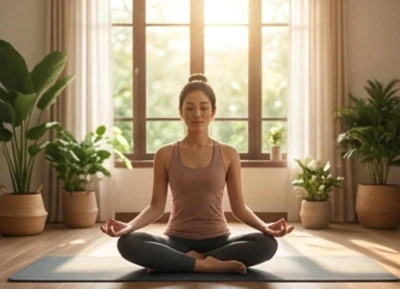 Tử vi tuổi Bính Dần 1986 năm 2027: 12 tháng & cách dâng sao 4 Người phụ nữ ngồi thiền và tập yoga trong không gian phòng khách yên tĩnh