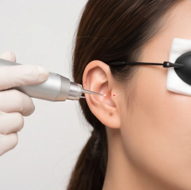 Quá trình sử dụng tia laser thẩm mỹ để xử lý đốm sắc tố trên vành tai một cách an toàn