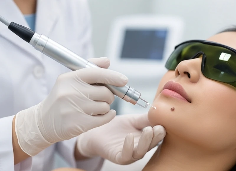 Bác sĩ da liễu ứng dụng công nghệ Laser CO2 Fractional để loại bỏ tận gốc tế bào hắc tố ở giữa cằm an toàn
