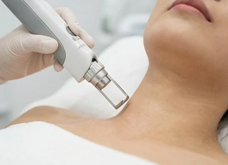 Tia laser vi phân đang tác động lên nốt hắc tố trên bề mặt da