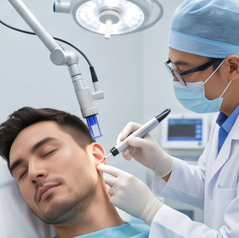 Bác sĩ da liễu tiến hành thủ thuật xóa nốt ruồi bằng công nghệ laser an toàn không để lại sẹo