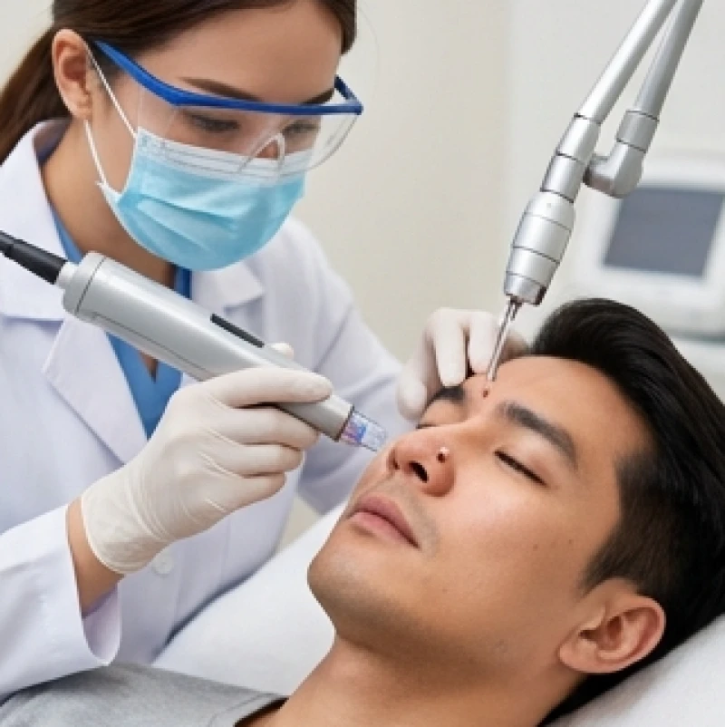 Phương pháp dùng tia laser CO2 để xóa nốt ruồi ở mũi bên phải nam an toàn