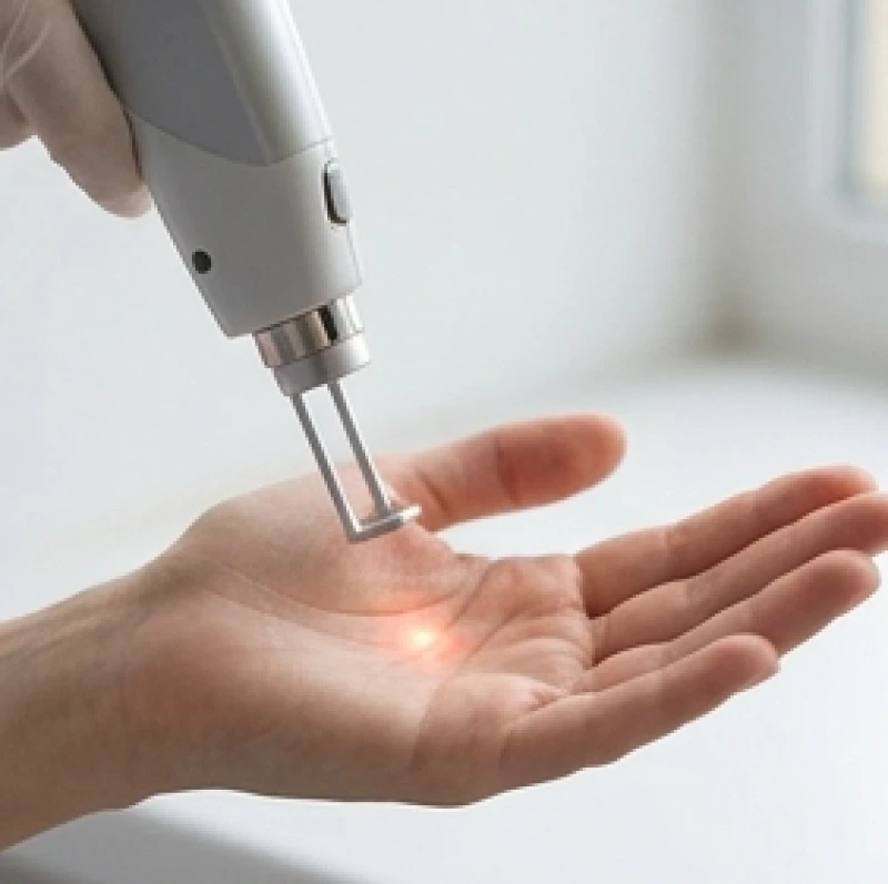 Quá trình chiếu tia Laser CO2 Fractional hiện đại lên vùng da tay để phá hủy nang sắc tố an toàn