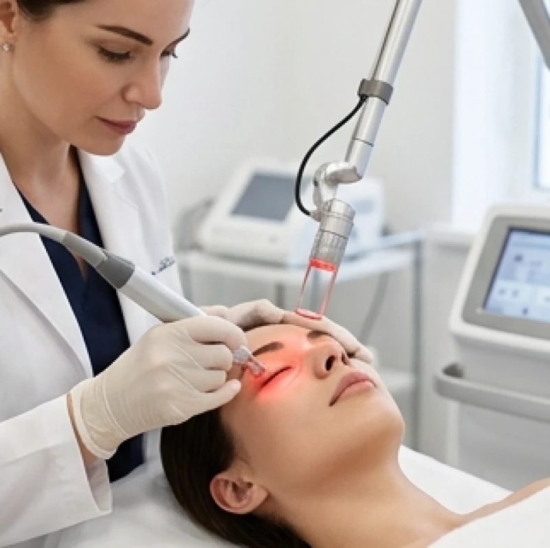 Nốt ruồi lệ bên trái: Ý nghĩa nam nữ, chi phí tẩy và rủi ro y khoa 5 Bác sĩ da liễu đang sử dụng thiết bị laser hiện đại để xử lý hắc sắc tố vùng da dưới mắt