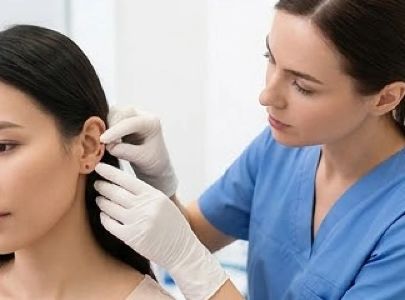 Bác sĩ da liễu đang thực hiện quá trình thăm khám để tẩy nốt ruồi y khoa