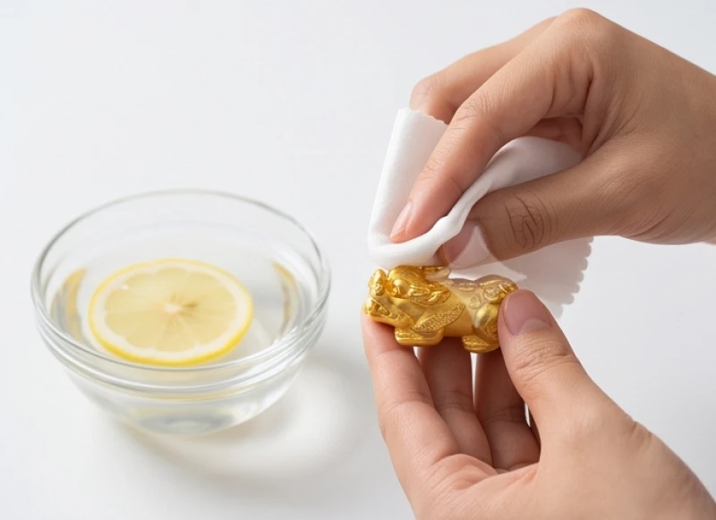 Dùng một chiếc khăn bông sạch lau nhẹ nhàng phần miệng Tỳ Hưu bằng dung dịch nước cốt chanh pha muối