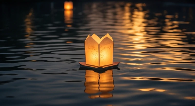 Mơ thấy người đã chết lại chết: Điềm báo và cách hóa giải lo âu 7 Chiếc đèn hoa đăng sáng rực rỡ trôi nhẹ nhàng trên mặt nước tĩnh lặng trong đêm