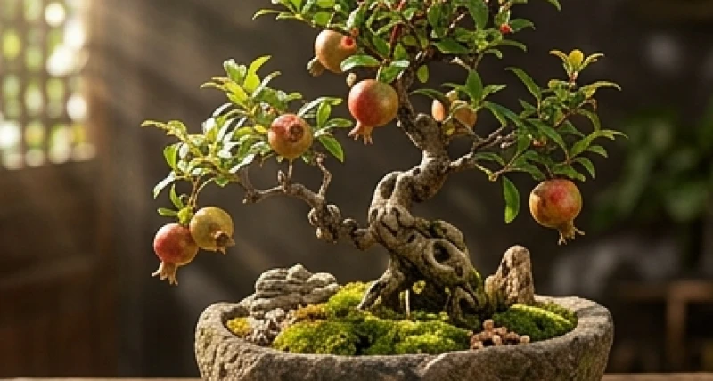 Tuổi Dậu mệnh gì? Bảng tra ngũ hành và vật phẩm phong thủy 3 Cây lựu bonsai với thế dáng vững chãi mọc trên vách đá tượng trưng cho nạp âm Thạch Lựu Mộc