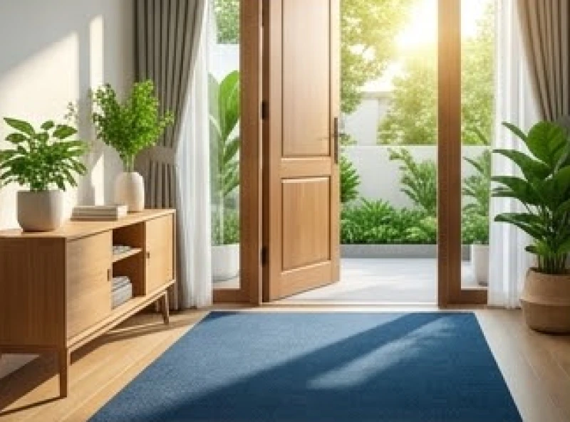 Mệnh Mộc hợp hướng nào: Tra cứu theo giới tính và cách hóa giải 9 Thảm trải sàn màu xanh lam đặt trước ngưỡng cửa chính nhằm hóa giải năng lượng của hành Kim