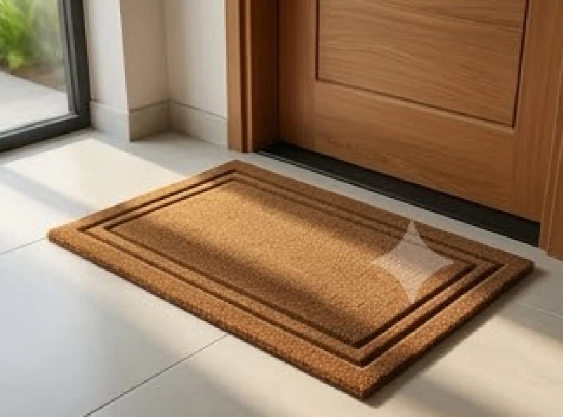 Tấm thảm chùi chân màu nâu đất đặt trước cửa chính để hóa giải luồng sát khí ngũ hành