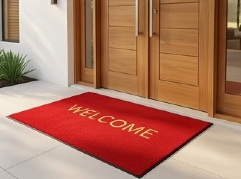 Thảm chùi chân màu đỏ đặt trước cửa chính để đốt bớt tà khí xâm nhập
