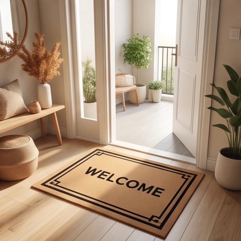Thảm trải sàn đặt tại cửa chính giúp khắc chế hiệu quả luồng khí xấu từ hướng nhà không hợp tuổi