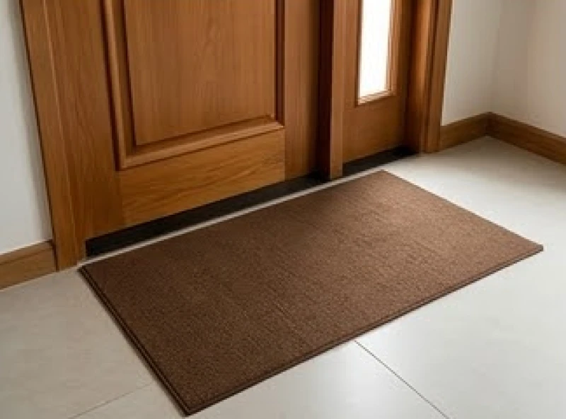 Thảm trải sàn màu nâu đất đặt tại ngưỡng cửa chính giúp ngăn cản tà khí