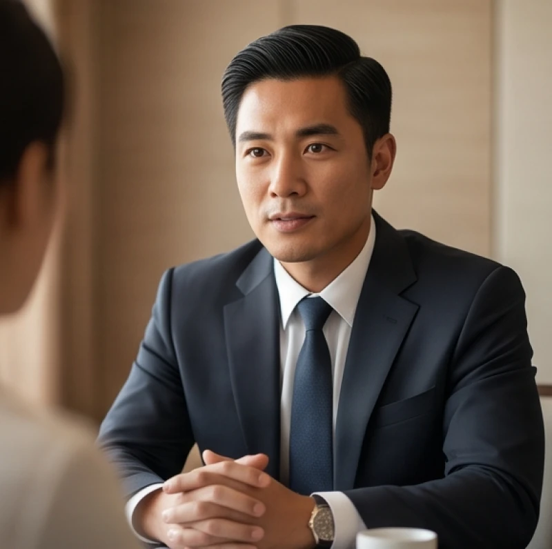 Cách xem tướng một người: Trình tự quan sát và ứng dụng thực tế 7 Ánh mắt nhìn trực diện điềm đạm và vững vàng của chuyên gia trong quá trình thảo luận trao đổi thông tin
