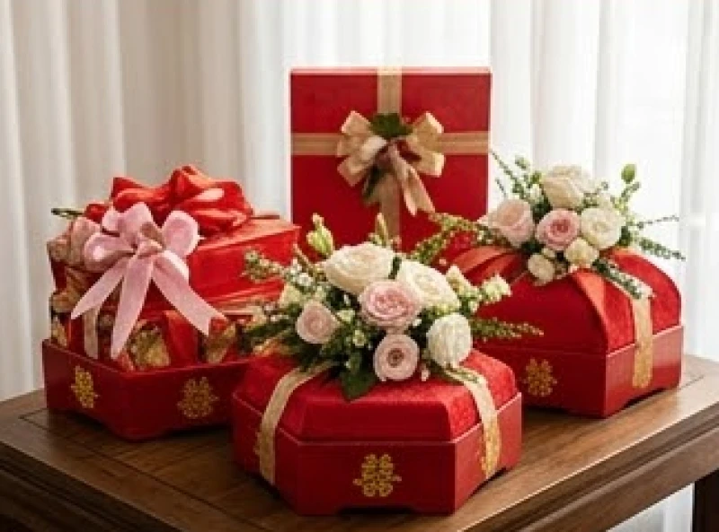 Tuổi Thìn nên cưới vào năm nào: tính tuổi nam nữ và giải hạn 9 Tráp cưới hỏi được gói ghém cẩn thận với dải luy băng đỏ rực rỡ tượng trưng cho vận may tài lộc