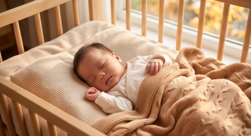 Tuổi Thân sinh con năm nào tốt: Chọn năm và hóa giải xung khắc 6 Em bé sơ sinh say giấc nồng trong chiếc nôi gỗ êm ái vào mùa thu