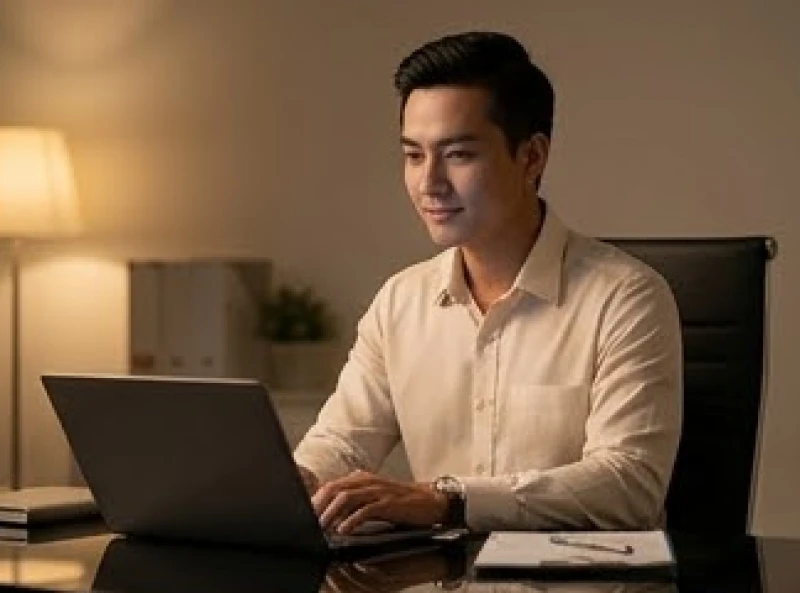 Mơ thấy người yêu cũ chết: Ý nghĩa bối cảnh & cách xử lý 2 Nam giới ngồi làm việc tập trung và tự tin trong không gian văn phòng hiện đại với ánh sáng ấm áp