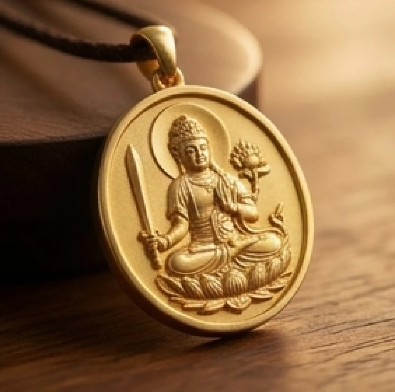 Phật bản mệnh tuổi Mão: tra cứu màu theo năm sinh và kiêng kỵ 2 Chi tiết thanh kiếm và kinh Bát Nhã trên tay Phật Văn Thù Bồ Tát
