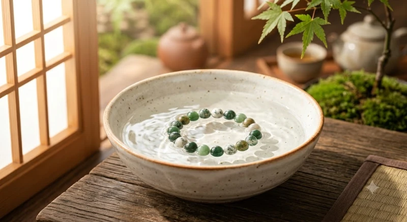 Vật phẩm phong thủy cho tuổi Ngọ: Khoảng giá và hướng bài trí 12 Ngâm vòng tay đá tự nhiên trong bát nước pha muối loãng để thanh tẩy năng lượng
