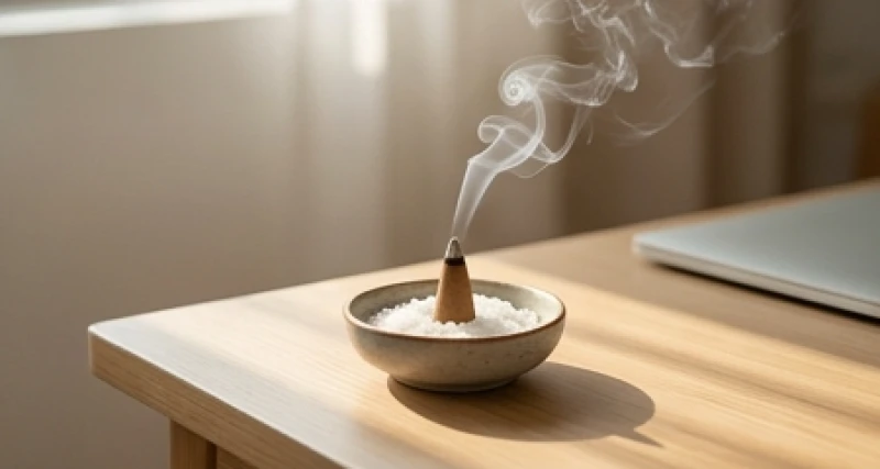 Cách thu hút tài lộc cho người tuổi Mùi: cẩm nang ngũ hành 8 Bát sứ chứa muối biển tự nhiên đang tỏa khói mỏng hòa cùng hương thơm của nụ trầm