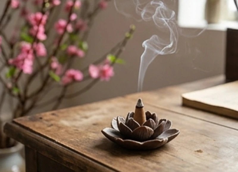 Đốt một nụ trầm hương nhỏ trong phòng khách để thanh tẩy luồng khí hỗn tạp ngày Tết