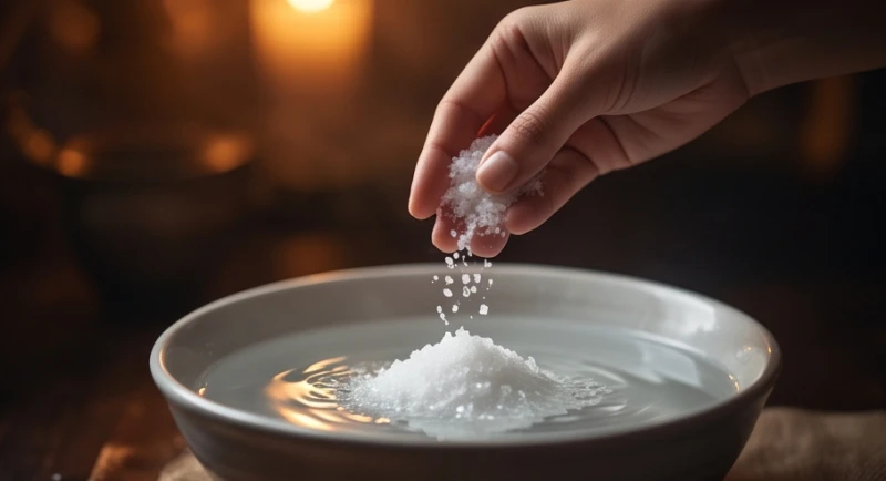 Mơ thấy cắt tóc: Giải mã điềm báo lành dữ và con số may mắn 8 Bàn tay rắc nhẹ những hạt muối biển trắng tinh khiết vào bát nước trong để thanh tẩy năng lượng tiêu cực