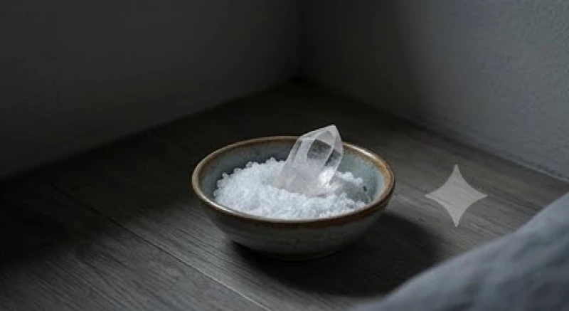 Mơ thấy đuôi rắn: Giải mã điềm hung cát & bộ số theo hành động 8 Bát muối biển và viên đá thạch anh trắng đặt gọn gàng ở một góc tối dưới gầm giường phòng ngủ
