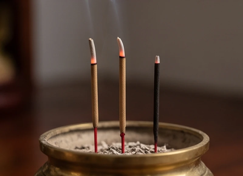 Hương cháy một nửa rồi tắt là điềm gì: Bài văn khấn tạ lễ 6 Ba nén hương được thắp thẳng hàng trên bát tro nhưng một nén đang dần lụi tắt