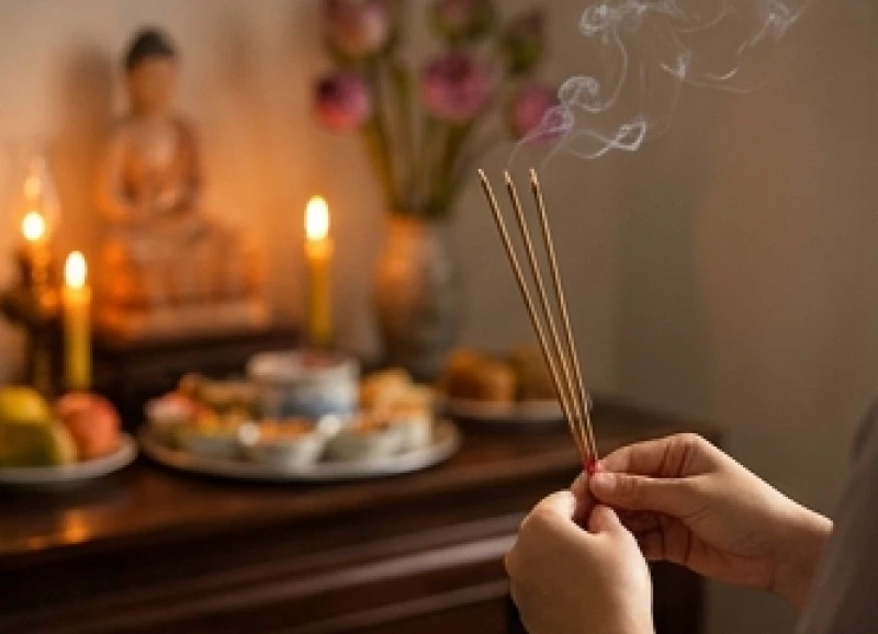 Văn khấn cầu an cho cha mẹ: Bài cúng chuẩn khi khỏe và lúc ốm 6 Thắp 3 nén nhang dâng lên ban thờ để cầu xin Tam Bảo gia hộ trước khi tụng đọc văn khấn cầu an cho cha mẹ