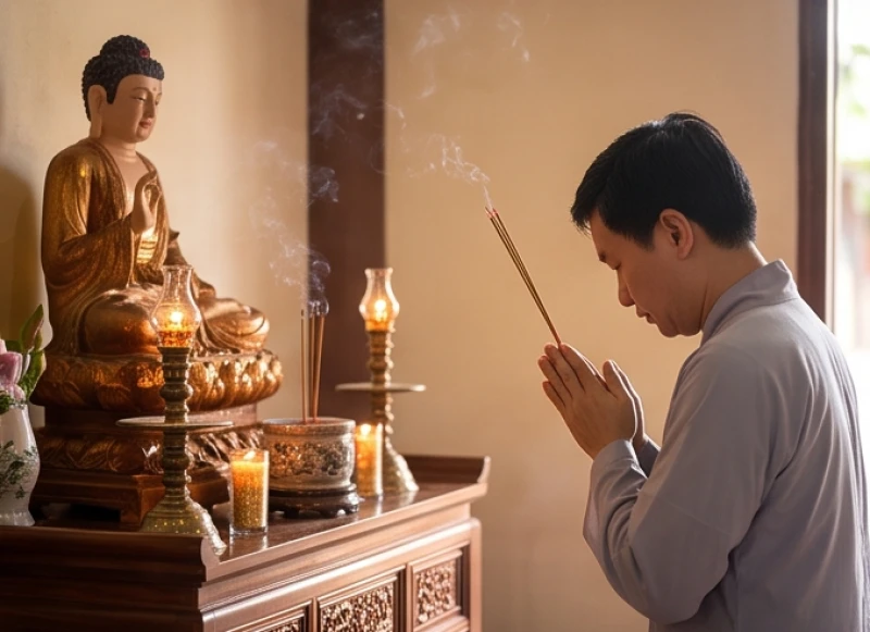 Văn khấn ban Tam Bảo tại chùa: Bài khấn chuẩn và cách sắm lễ 6 Tín chủ cẩn thận dâng nén hương thơm tại ban Đức Ông để xin phép trước khi vào bái lễ tại chính điện