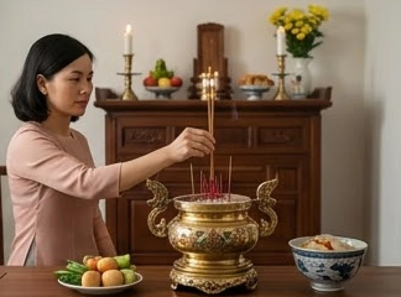 Văn khấn vong linh người mới mất: Mẫu chuẩn Nôm & Phật giáo 10 Đại diện gia quyến thắp hương báo cáo tang sự trên bàn thờ tổ tiên chính thức