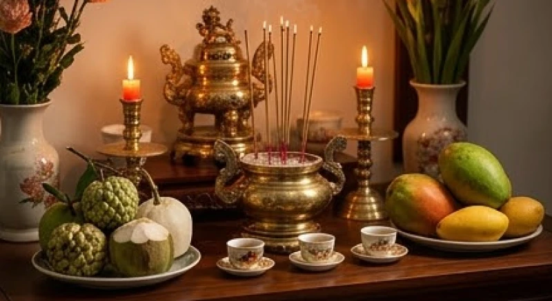 Văn khấn gia tiên mùng 1 Tết: Bài cúng chuẩn và trình tự hạ lễ 1 Bàn thờ gia tiên ngày mùng 1 Tết được dọn dẹp sạch sẽ và bày biện trang nghiêm để chuẩn bị cho nghi thức cúng lễ đầu năm