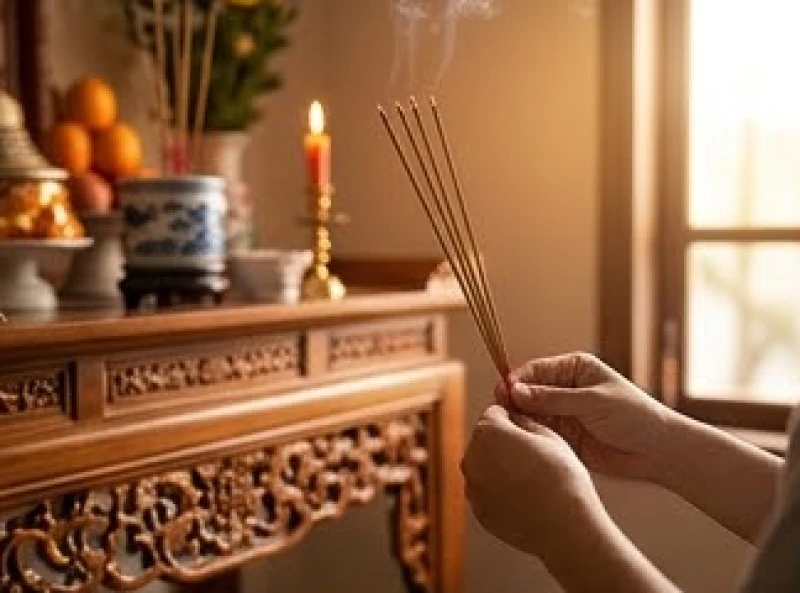 Văn khấn giỗ mẹ: Mẫu bài cúng Hiển tỷ và trình tự chuẩn nghi lễ 1 Người con chắp tay thắp hương trước bàn thờ gia tiên trong ngày giỗ mẹ