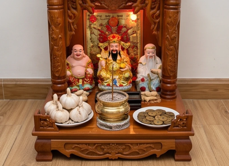 Hương cháy một nửa rồi tắt là điềm gì: Bài văn khấn tạ lễ 8 Nén nhang đang cháy dở dang trên bàn thờ Thần Tài Thổ Địa với các vật phẩm chiêu tài
