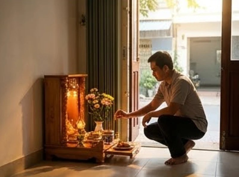 Cửa hàng kinh doanh thắp hương ban Thần Tài sáng sớm để đón khách