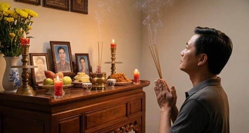 Văn khấn ngày giỗ chị gái: Mẫu điền sẵn chuẩn xưng hô 2 Gia chủ thành tâm chắp tay thắp hương đọc bài văn khấn ngày giỗ chị gái trước ban thờ