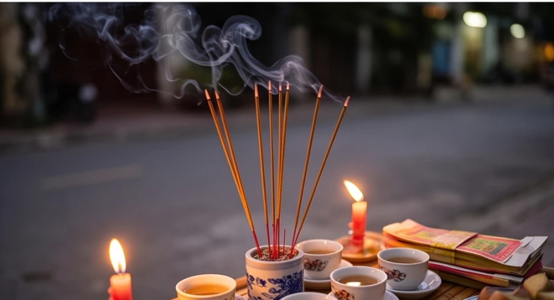 Văn khấn cúng cô hồn ngoài trời: Bản chuẩn, ngắn gọn & cách cúng 7 Nhang được cắm tỏa ra các hướng xung quanh mâm cúng để phát tín hiệu mời gọi