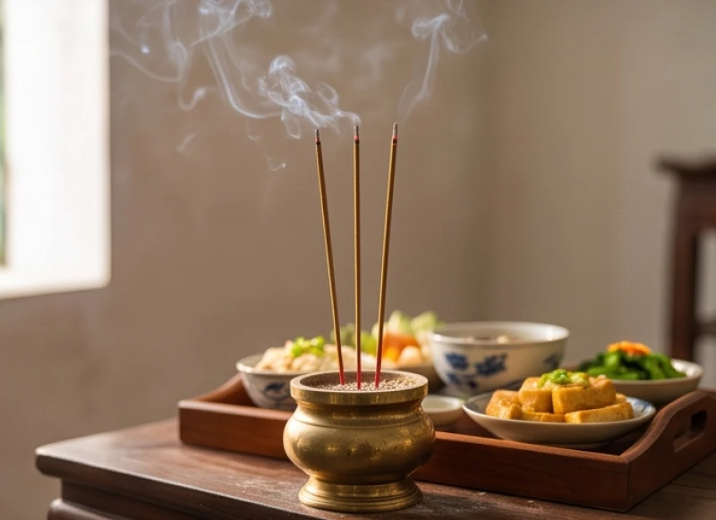 Văn khấn ngày Thương binh Liệt sĩ 27/7: Bài cúng chuẩn nhất 6 Bàn thờ dâng lễ cúng liệt sĩ tại gia với ba nén nhang đang cháy tỏa khói mờ ảo