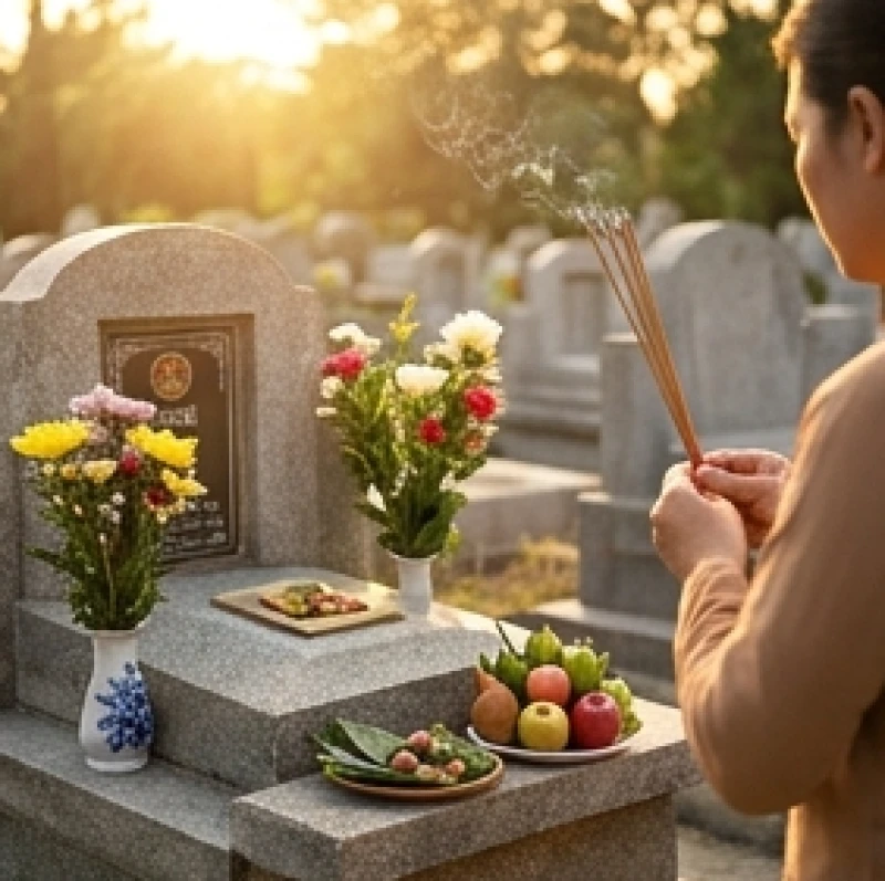 Văn khấn ngày trước giỗ: Bài cúng Tiên thường & quy tắc bày mâm 5 Con cháu thành kính thắp nén nhang và dâng hoa tươi tại khu mộ của gia đình trước khi thực hiện lễ cúng tại gia.